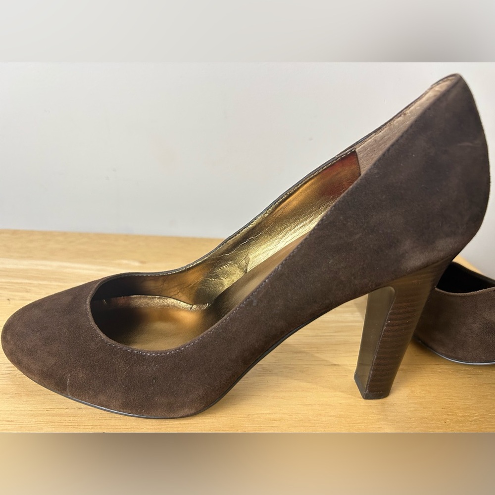 Lauren Ralph Lauren LRL Suede Pumps Heels Shoes 8.5 Brown City Office Evening - Picture 6 of 16